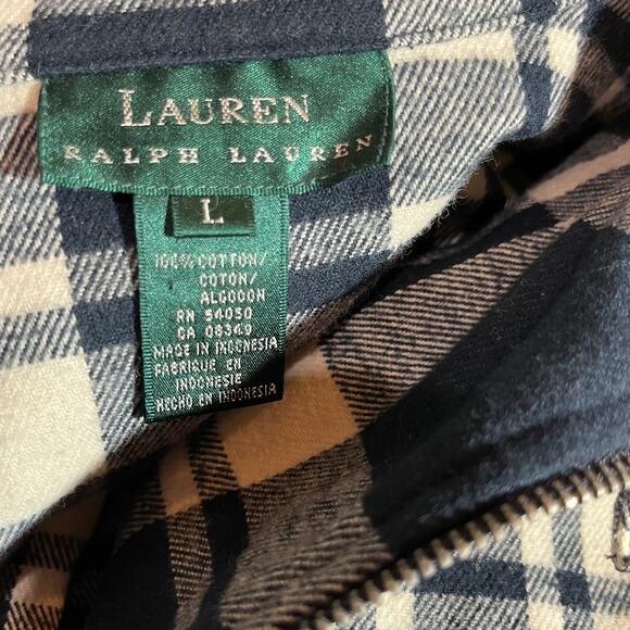 Lauren Ralph Lauren Shirt Jacket Mens Large Gray Plaid Zip‎ Up Shacket Outdoors - Picture 6 of 9